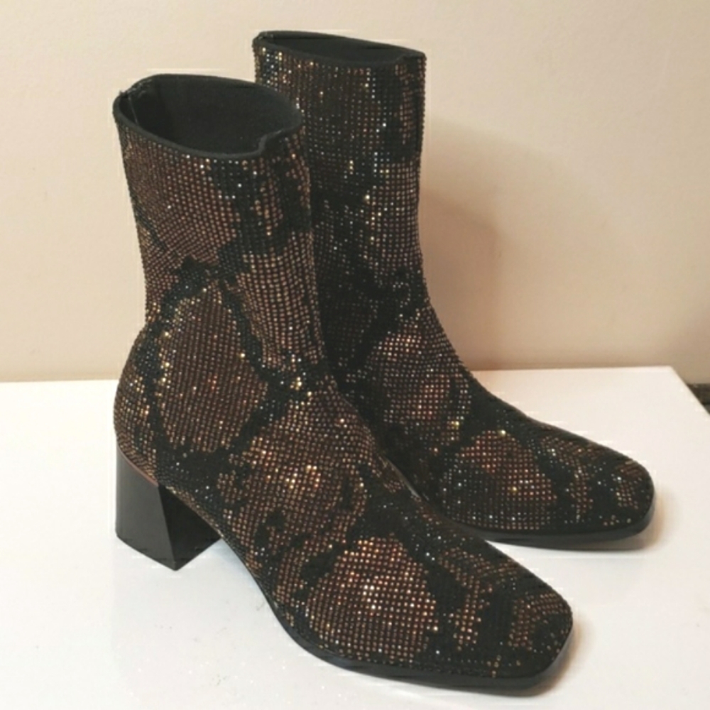 Aldo Sparkling Snake print Fabric Sock Boots 6.5 EUC